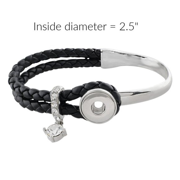 Snap Charm Leather and Silver Plate Bracelet - Picture 2 of 5